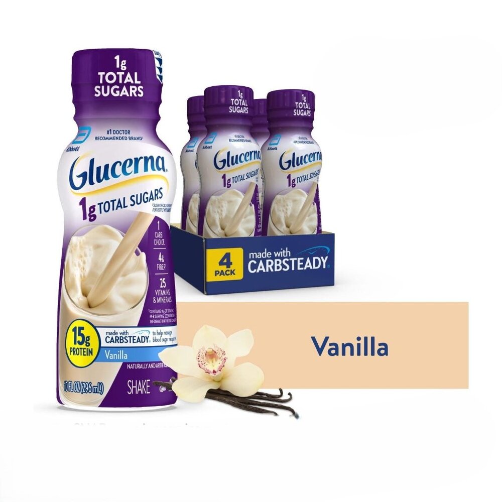 Glucerna 1g Total Sugars Shake Chocolate 10 oz Bottle,4 Pack